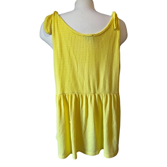 Vintage Spin USA Tank Top Sz 1XL Womens Yellow Plus Size Blouse Oversized Tie Sh - Picture 2 of 13